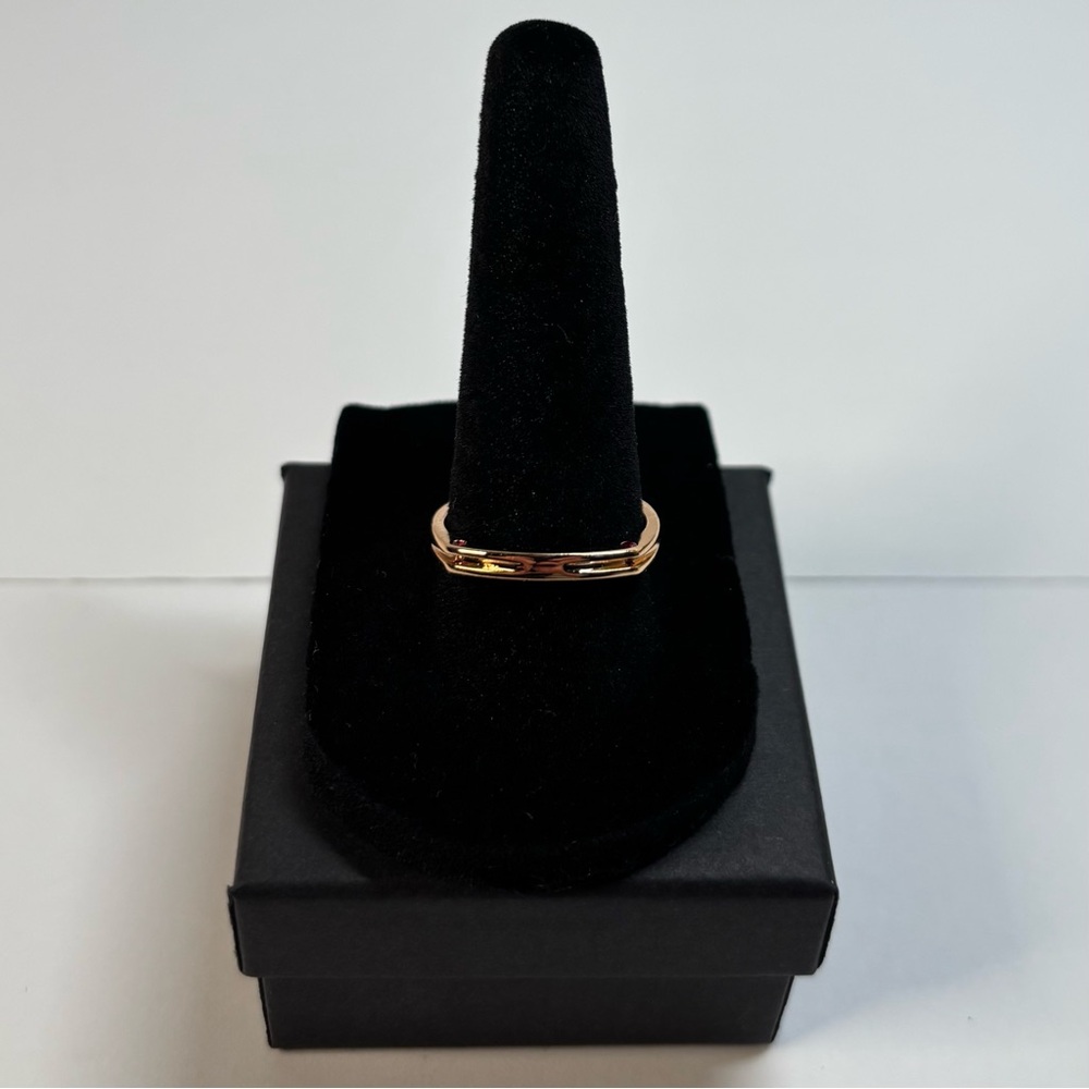 18k rose gold-plated square band ring with magenta stones - Picture 3 of 8